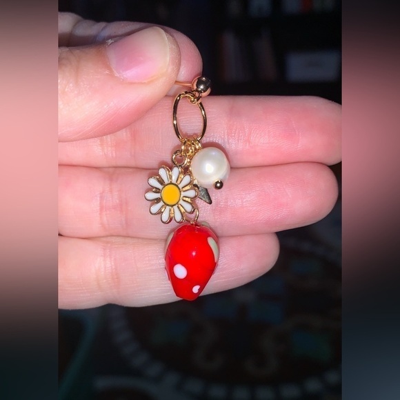 Charming‎ Strawberry Earrings with Floral Accents - Picture 5 of 6